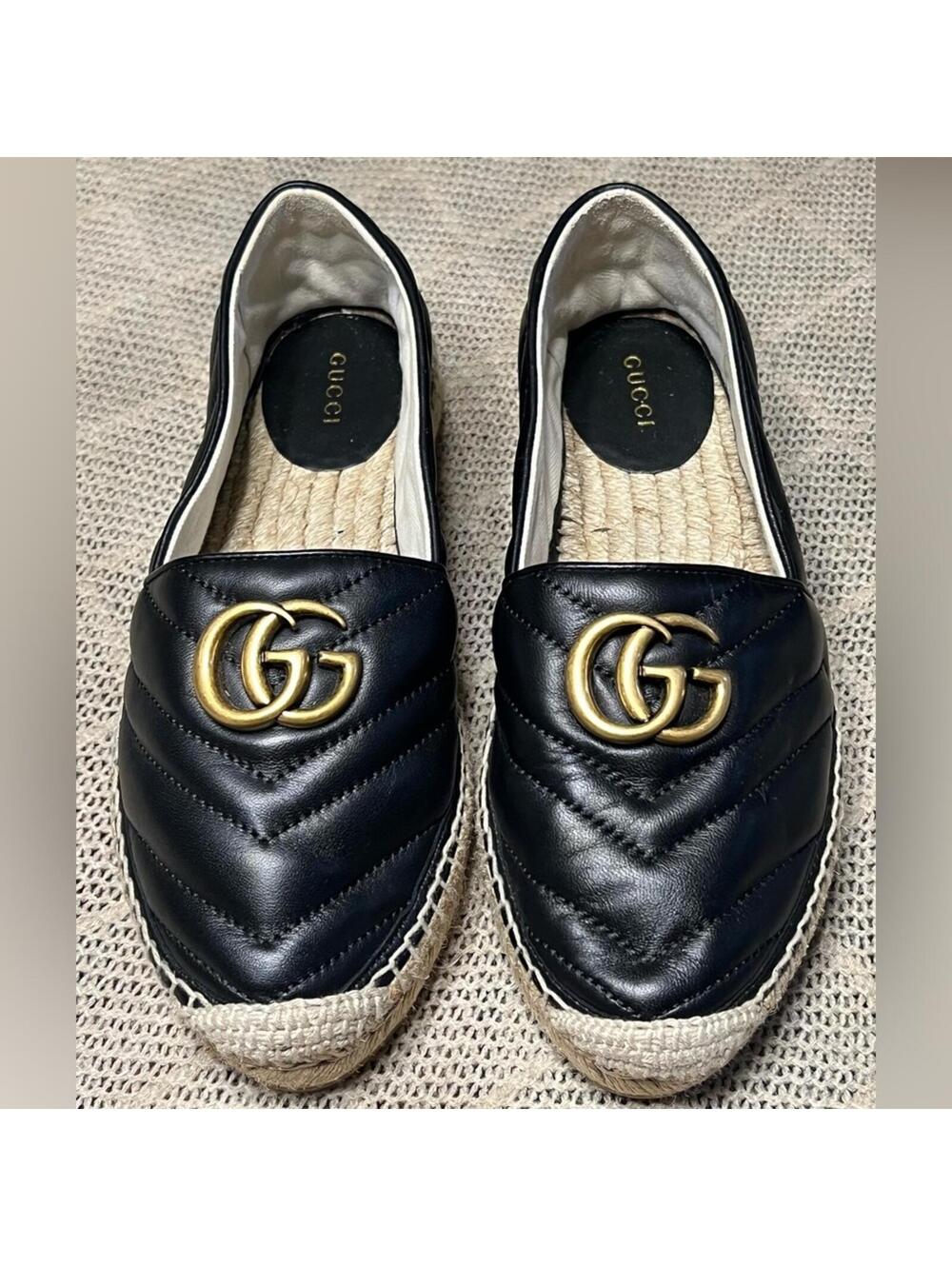 Gucci - Double G leather espadrilles size 37 (US 6.5)